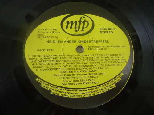CARIKE KEUZENKAMP "HEIDI - DIE DAPPER MUIS HASS DAS, BENNIE BOEKWURM" 1978  MFP STEREO LP