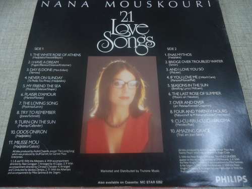 NANA MOUSKOURI- "21 LOVE SONGS"  1984 PHILIPS STEREO LP