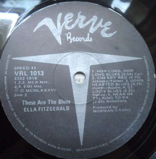 ELLA FITZGERALD - THESE ARE THE BLUES -1986 VERVE VINYL LP VRL 1013