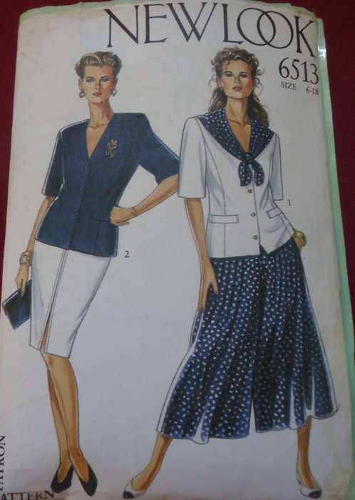 NEW LOOK PATTERNS 6513 V NECK TOP, SCARF AND CULOTTES SEVEN SIZES IN ONE 6-18 COMPLETE CUT TO 18