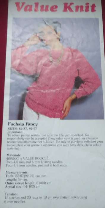VALUE KNIT - FUSHIA FANCY SIZES 82-87 + 92-97 CM