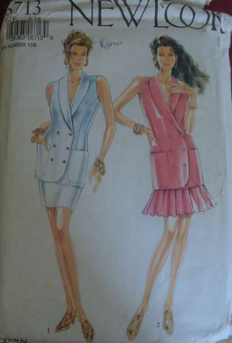 NEW LOOK PATTERNS 6713 -JACKET & PENCIL OR FLARED SKIRT SIX SIZES IN ONE 8 - 18 COMPLETE