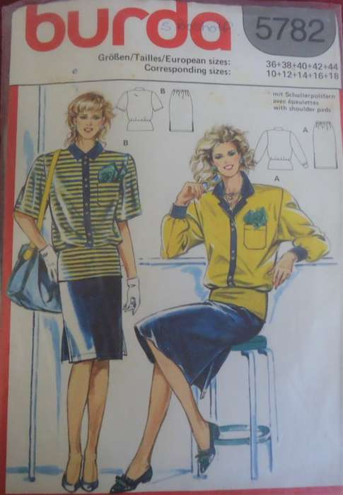 BURDA 5782 FRONT BUTTON TOP & SKIRT  SIZES 10 - 18 COMPLETE