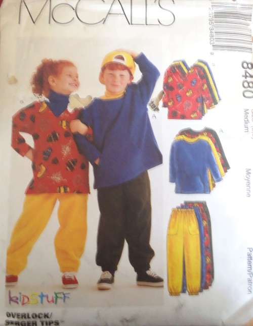 McCALL'S PATTERN 8467 KIDS TOPS & PULL ON PANTS SIZE MEDIUM = 5 - 6 YEARS COMPLETE