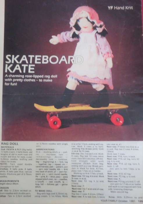 YOUR FAMILY - OCTOBER 1981- SKATEBOARD KATE - TO KNIT - SIZE 84 CM
