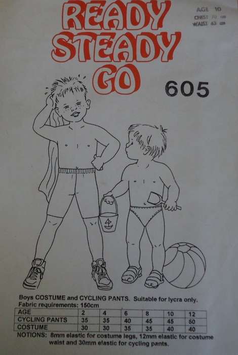 READY-STEADY-GO PATTERN-NUMBER 605 COSTUME & CYCLING PANTS- AGE 12 - COMPLETE