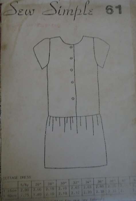 SEW SIMPLE PATTERNS 61 COTTAGE DRESS SIZE 34` OR 87 CM COMPLETE