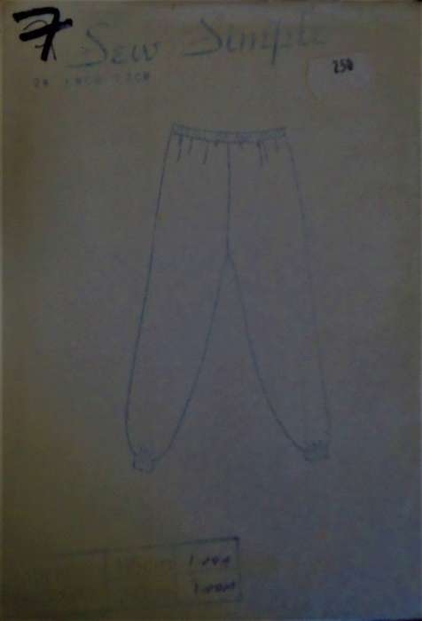 SEW SIMPLE PATTERNS # 7  TRACKSUIT PANTS  SIZE 28` OR 72 CM