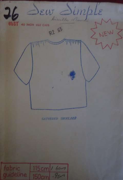 SEW SIMPLE PATTERNS #26 GATHERED SHOULDER TOP SIZE 40` OR 102 CM