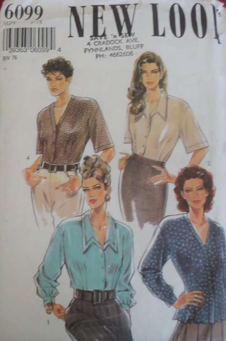 NEW LOOK PATTERNS 6099 SET OF BLOUSES SIZES 8 - 18 COMPLETE