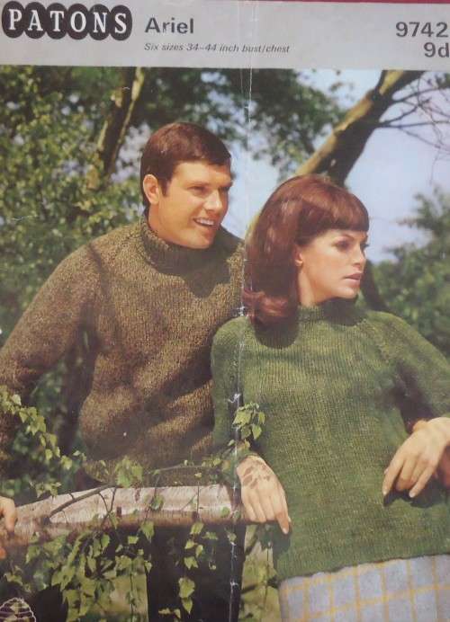 PATONS #9742  ROUND OR POLO SWEATER SIZES 34 - 44`