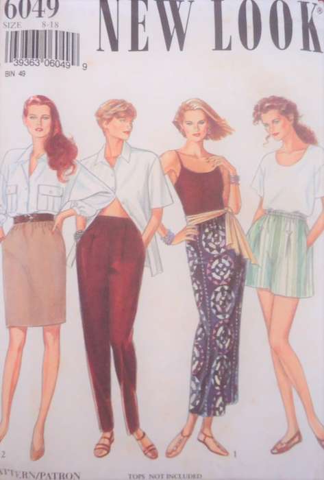 NEW LOOK PATTERNS 6049 - 6 SIZES IN ONE SKIRT-SHORTS-PANTS  8 - 18 -COMPLETE