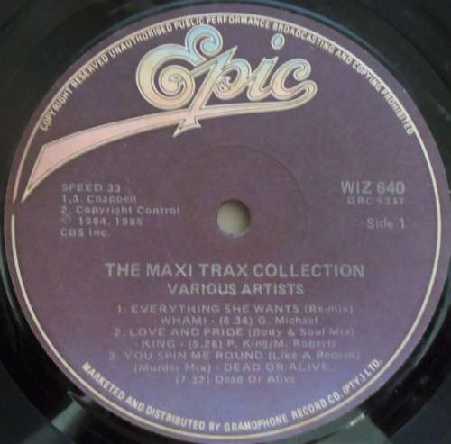 THE MAXI TRAX COLLECTION VOL 1  - 1985 EPIC VINYL 12" MAXI SINGLE WIZ 640