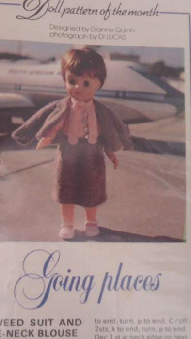 LIVING & LOVING JUNE 1981 - GOING PLACES - TWEED SUIT & TIE-NECK BLOUSE- 43 CM DOLL