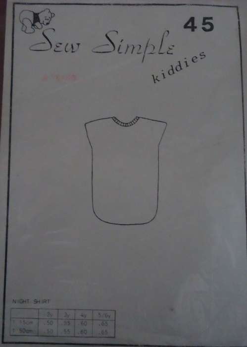 SEW SIMPLE PATTERNS 45 - NIGHT SHIRT SIZE 36` OR 92 CM