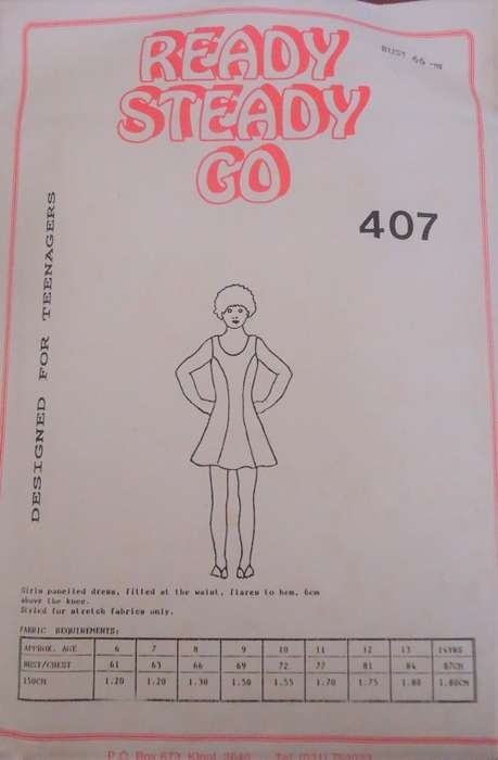 READY-STEADY-GO PATTERN-NUMBER 407 GIRL`S PANELED DRESS SIZE 77 CM BUST