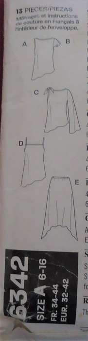 NEW LOOK PATTERN 6342 TOPS & SKIRTS SIZES 6 - 16 COMPLETE