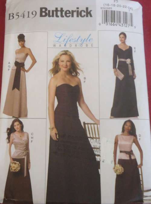 NEW BUTTERICK PATTERN B 5419 TOP-SKIRT-SASH SIZE 16-18-20-22-24 COMPLETE-UNCUT-F/FOLDED