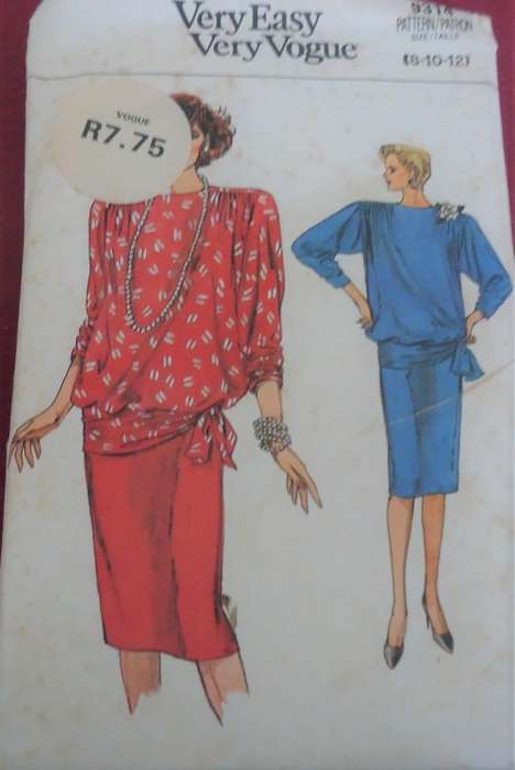 VOGUE PATTERN 9314  TOP & SKIRT SIZE 8-10-12 COMPLETE