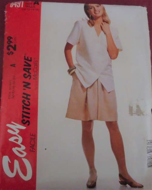 McCALLS 6491 TOP & SPLIT SKIRT SIZE 10-12-14 -16 COMPLETE