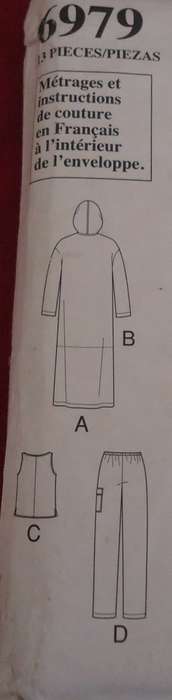 NEW LOOK PATTERNS 6979 COAT WITH HOOD-TOP-PANTS SIZE 10 - 22 -COMPLETE-UNCUT-FACTORY FOLDED