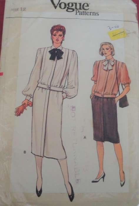 VOGUE 8799 TOP-SKIRT  SIZE 12 COMPLETE