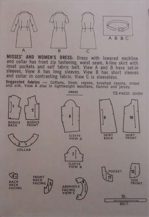 VINTAGE STYLE 2467  DRESS SIZE 14 BUST 36" COMPLETE-UNCUT-F/FOLDED
