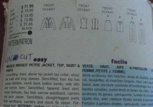 BUTTERICK 4885 JACKET-SKIRT-PANTS SIZE 6-8-10 COMPLETE-UNCUT