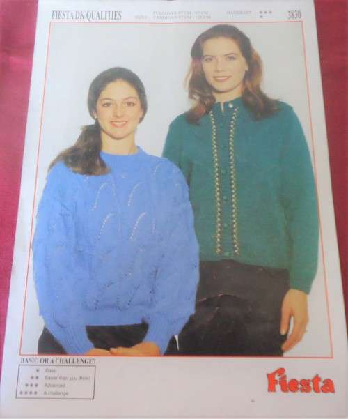 FIESTA # 3830  PULLOVER SIZES 87-97 CM  CARDIGAN SIZES 87-112 CM