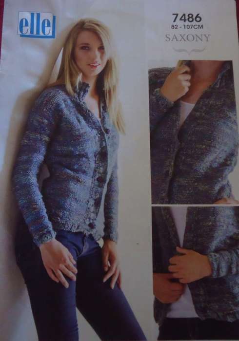 ELLE # 7486 SAXONY CARDIGAN SIZES 82  - 107 CM