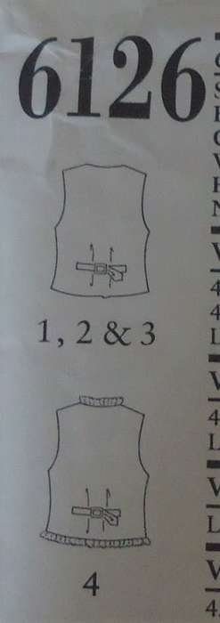 NEW LOOK PATTERNS 6126 COUNTRY BUMPKINS -WAISTCOATS FOR KIDS SIZES 7-12 YEARS COMPLETE-CUT TO 9