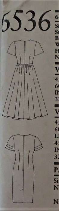 NEW LOOK PATTERNS 6536 SHAPED WAIST DRESS SIZES 6-18 COMPLETE