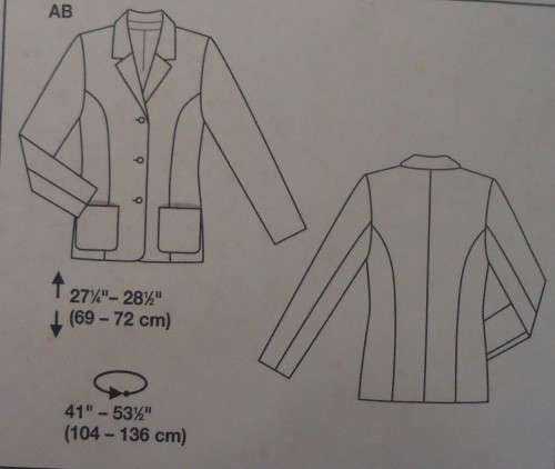 BURDA 8684 JACKET SIZE 10-12-14-16-18-20-22-24 COMPLETE