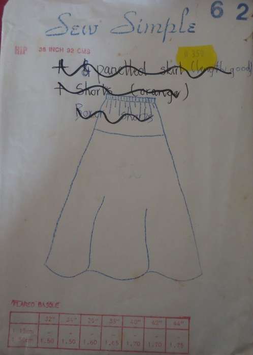 SEW SIMPLE PATTERNS 62 FLARED BASQUE SKIRT  SIZE 36` or  92 cm COMPLETE