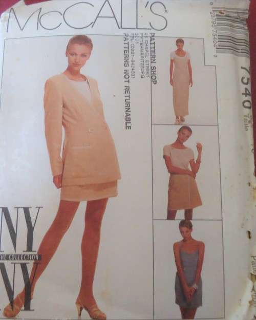 McCALLS 7540 LINED JACKET-DRESS-SKIRT-TOP SIZE 10 COMPLETE-& PART CUT - ZIPLOC BAG
