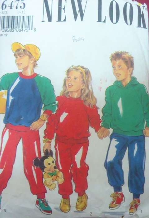 NEW LOOK PATTERNS 6475 KIDS HOODIE & TRACKSUIT SIZE 3 - 12 YEARS COMPLETE