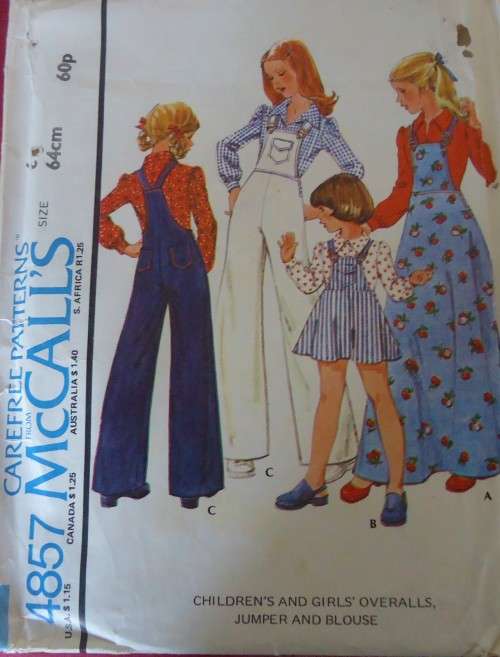 McCALLS 4857 GIRLS OVERALLS-PINAFORE-BLOUSE SIZE 6 YEARS BREAST 64 CMCOMPLETE