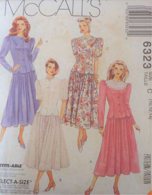 McCALLS 6323 TWO PIECE DRESSES SIZE 10-12-14 COMPLETE-UNCUT-F/FOLDED
