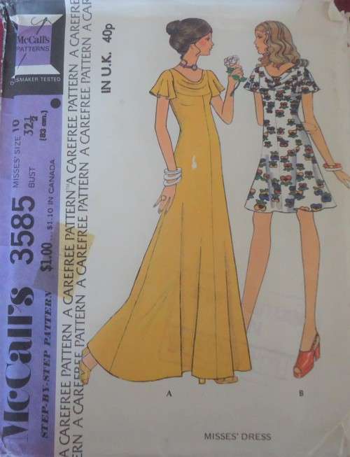 McCALLS 3585 DRESSWITH COWL NECKLINE SIZE 10 BUST 32 1/2"  COMPLETE