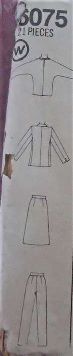 SIMPLICITY 6075 PANTS-SLIM FRONT WRAP SKIRT-PULLOVER BLOUSE-LINED JACKET SIZE 14 COMPLETE-UNCUT-F/F