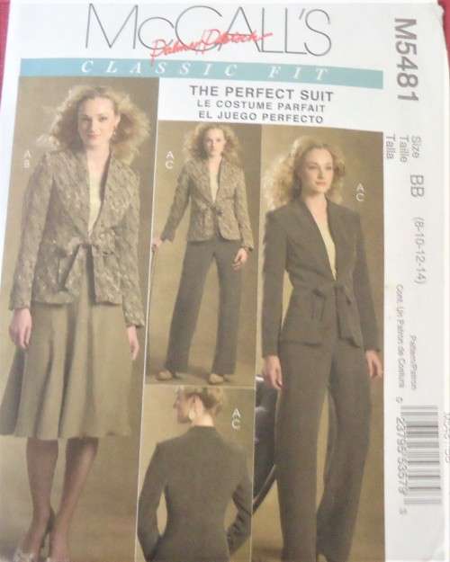 McCalls M5481 LINED JACKET-SKIRT-PANTS-SIZE BB=8-10-12-14 COMPLETE-UNCUT-F/FOLDED