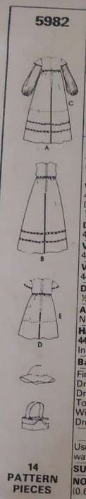 McCalls 5982 GIRLS DRESS-TOP-HAT SIZE 7 YEARS SEE LISTING