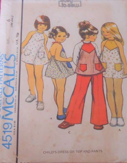 McCalls 4519 GIRL'S DRESS-TOP-PANTS SIZE 6 YEARS COMPLETE