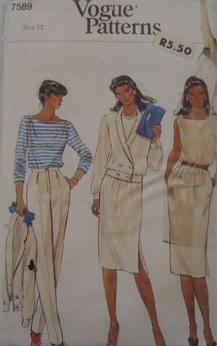 VOGUE 7589 JACKET-TOP-DRESS-PANTS SIZE 12 COMPLETE-PART CUT