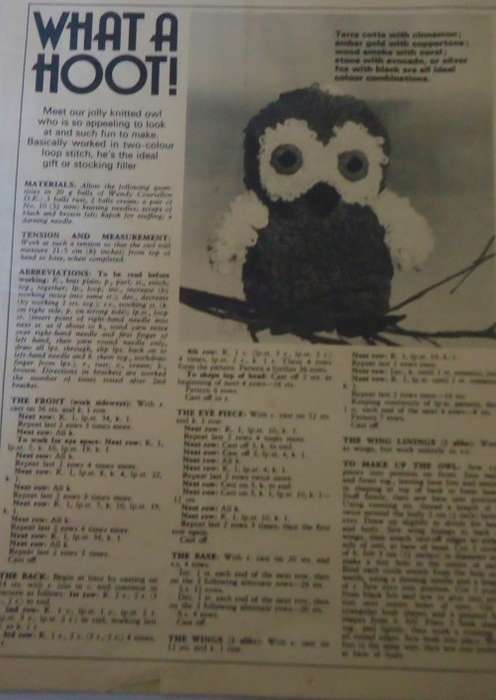 KNIT -WHAT A HOOT -HEIGHT  21,5 CM - 8`