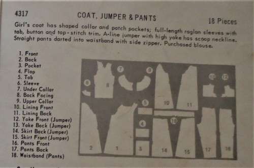 VINTAGE BUTTERICK 4317 GIRLS COAT-PINAFORE-PANTS SIZE 6 YEARS BREAST 24"  COMPLETE