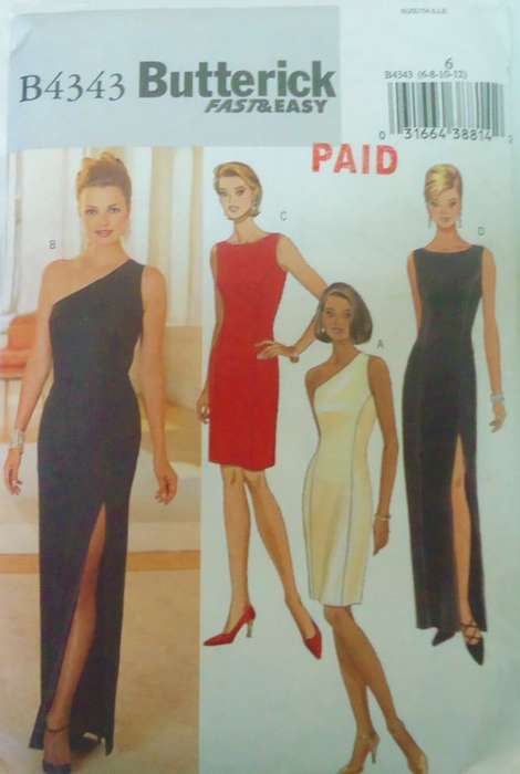 BUTTERICK B4343 wOw CLOSE FITTING LINED TAPERED DRESS SIZE 6-8-10-12 COMPLETE