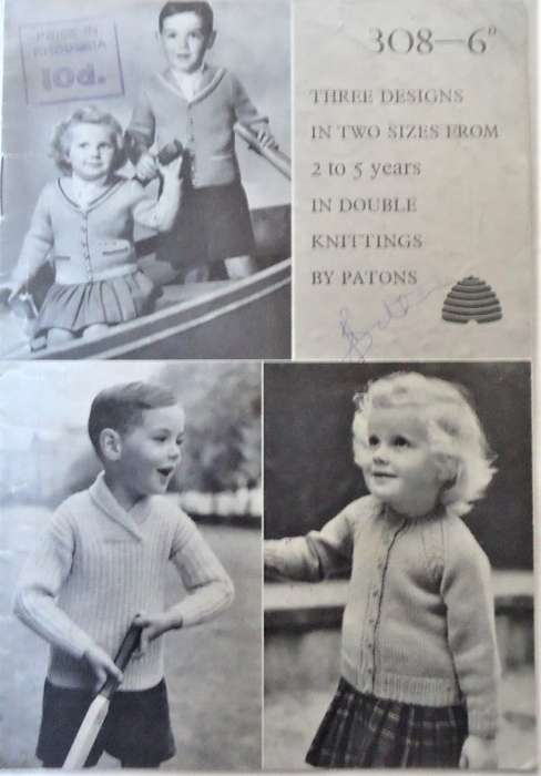 PATONS P & B WOOLS 308  THREE DESIGNS IN 2 SIZES FROM 2 - 5 YEARS IN DOUBLE KNIT- 12 A5 PAGES