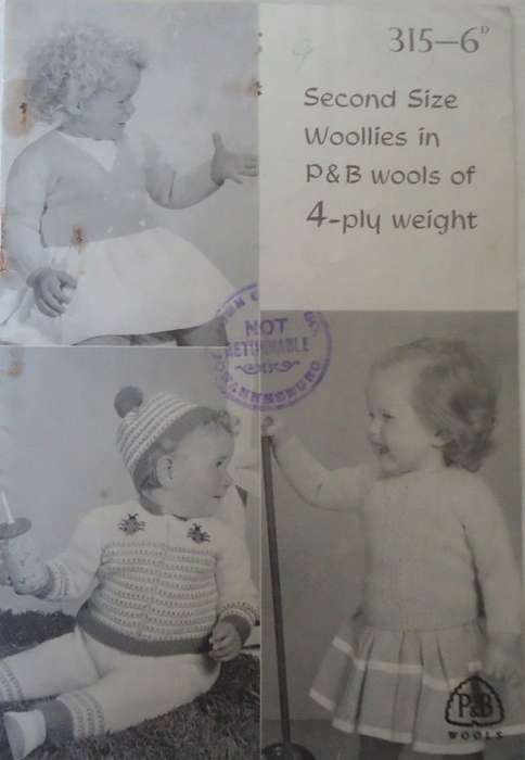 PATONS P & B WOOLS 315  SECOND SIZE WOOLIES N P&B WOOLS OF 4 PLY- 12 A5 PAGES
