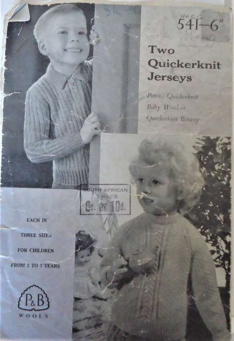 PATONS P & B WOOLS 541  TWO QUICKERKNIT JERSEYS -3 SIZES FOR KIDS 2 - 7 YEARS 8 A5 PAGES